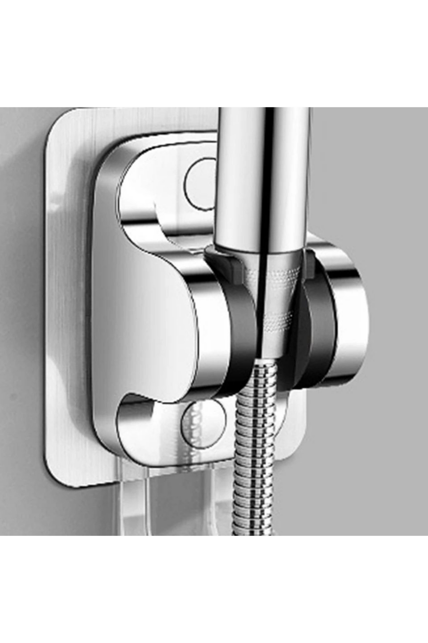 Duş Başlığı Sabitleyici Askı – 120° Ayarlanabilir, Yapışkanlı Montaj, Çift Askı Kancalı