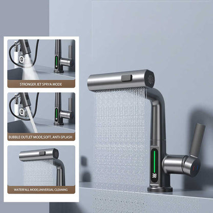 Akıllı Dijital Ekranlı Lavabo Musluğu – Sıcaklık Göstergeli 360° Dönebilen Modern Batarya