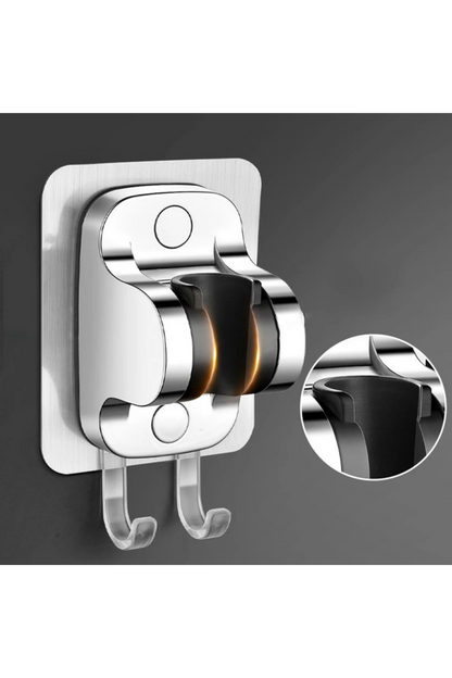 Duş Başlığı Sabitleyici Askı – 120° Ayarlanabilir, Yapışkanlı Montaj, Çift Askı Kancalı
