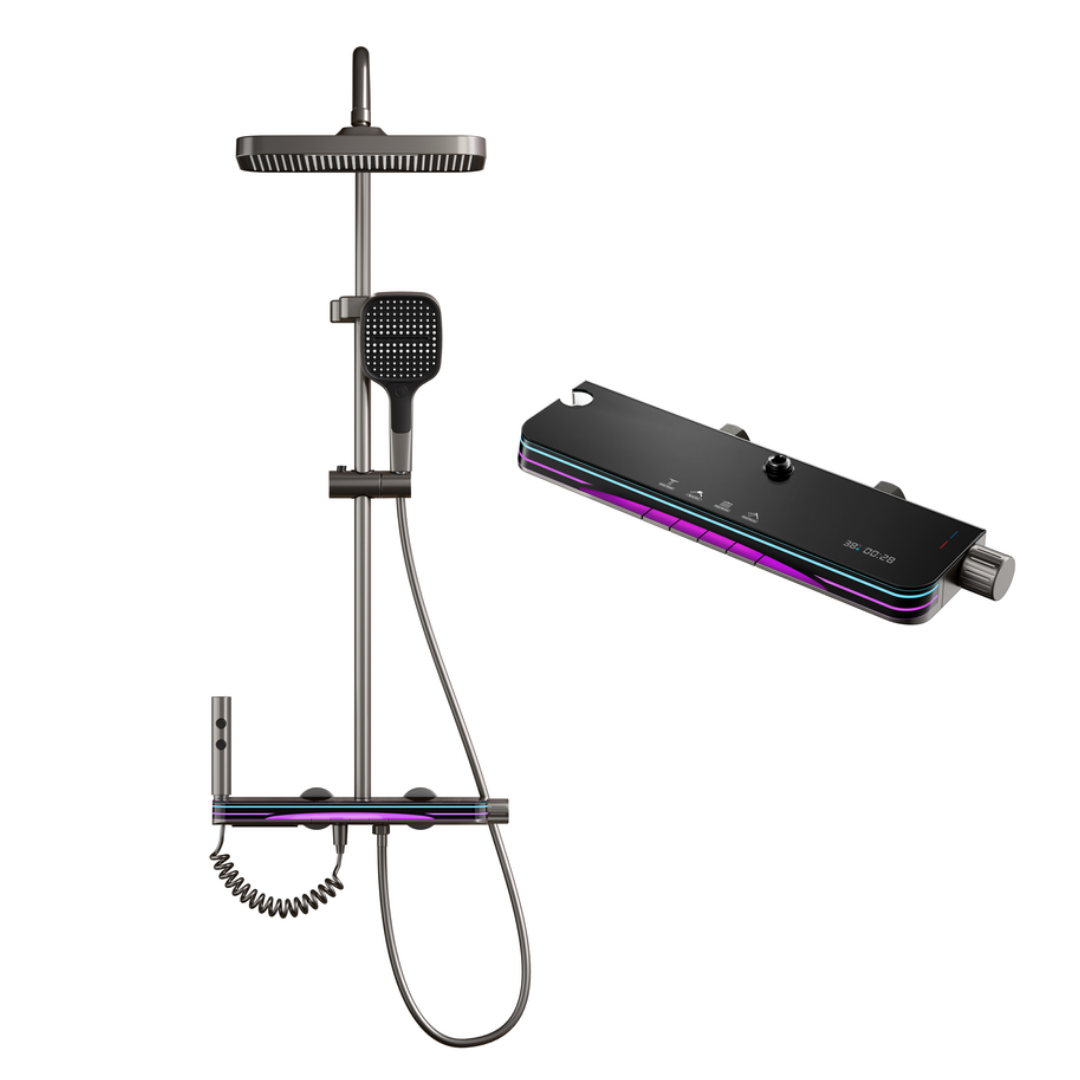 RGB LED Dijital Piyano Duş Seti Bataryası – Modern Termostatik Duş Sistemi