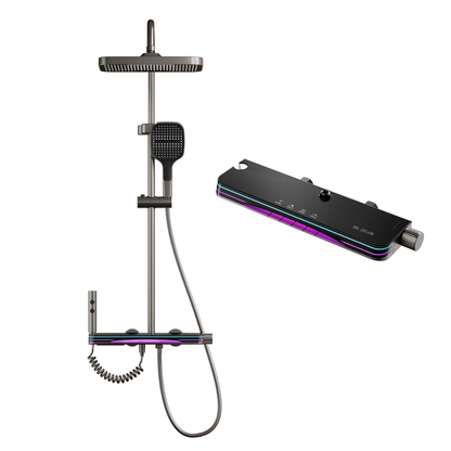 RGB LED Dijital Piyano Duş Seti Bataryası – Modern Termostatik Duş Sistemi