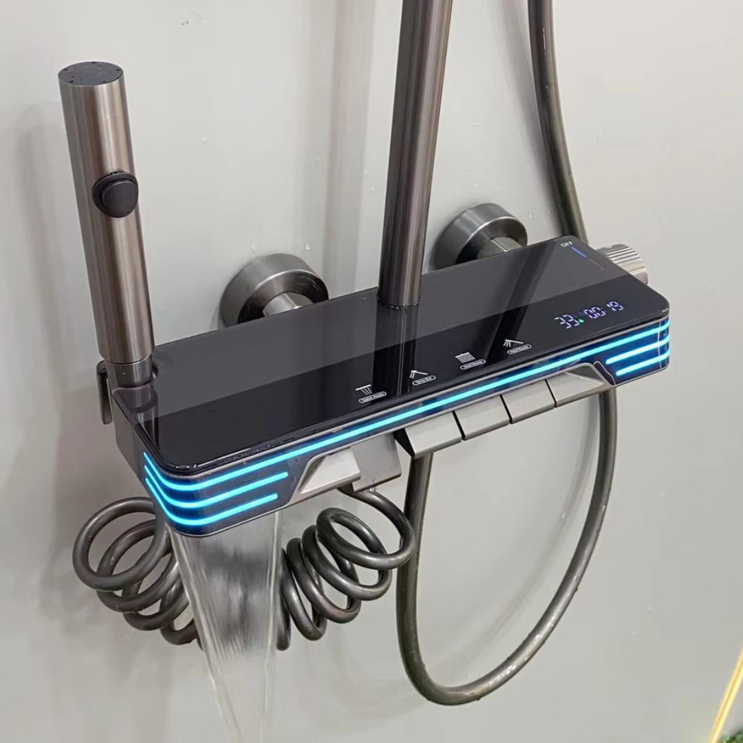 Dijital Piyano Duş Seti Bataryası LED Ekranlı Modern Duş Sistemi