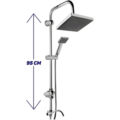 Kare Tepe Duş Seti | Siyah Başlık & El Duşu | Yüksek Basınçlı Krom Gövde