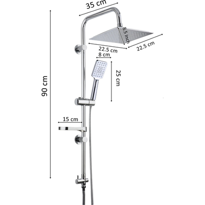 Kare Tepe Duş Seti | Krom Başlık & El Duşu Fonksiyonlu | Premium Seri