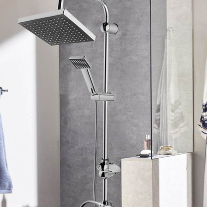 Kare Tepe Duş Seti | Siyah Başlık & El Duşu | Yüksek Basınçlı Krom Gövde