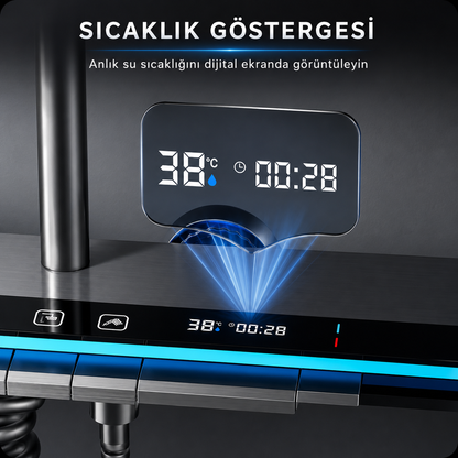 AKD Dijital Piyano Duş Seti – Termostatik LED Göstergeli Yağmur Duş Sistemi