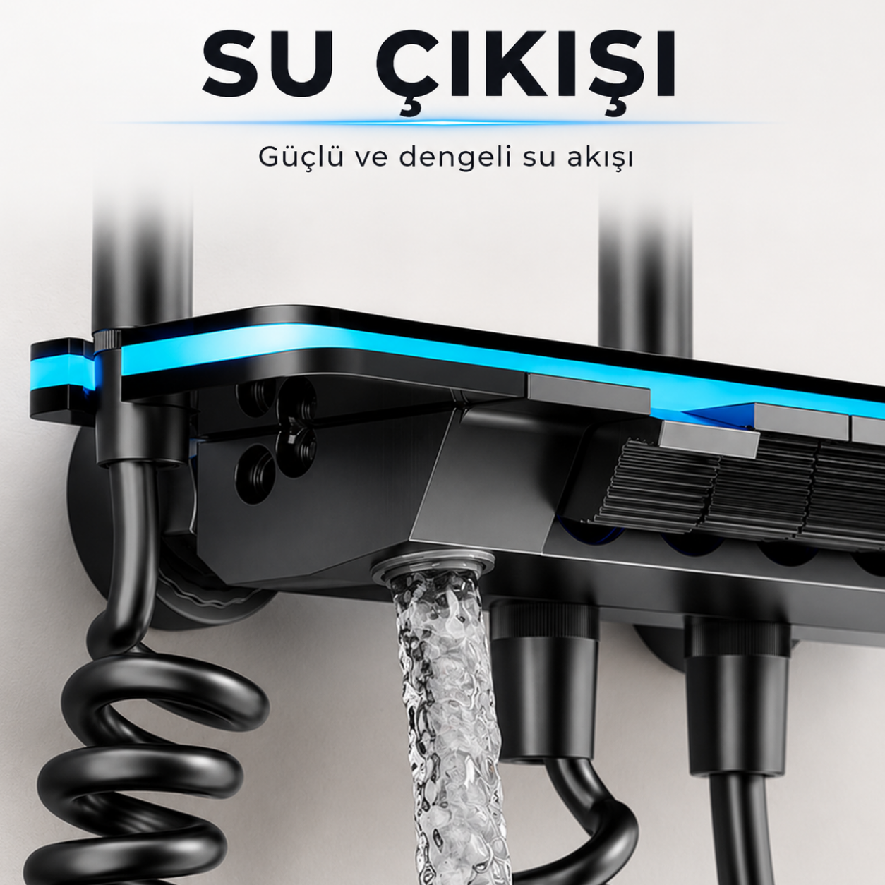 AKD Dijital Piyano Duş Seti – Termostatik LED Göstergeli Yağmur Duş Sistemi