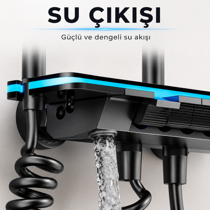 AKD Dijital Piyano Duş Seti – Termostatik LED Göstergeli Yağmur Duş Sistemi