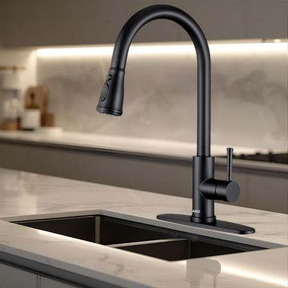 360° Siyah Çekilebilir Mutfak Bataryası | Modern & Su Tasarruflu