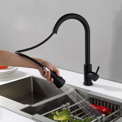 360° Siyah Çekilebilir Mutfak Bataryası | Modern & Su Tasarruflu