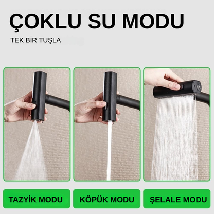 360° Döner Siyah Akrobatik Mutfak Bataryası | Modern & Kolay Montaj